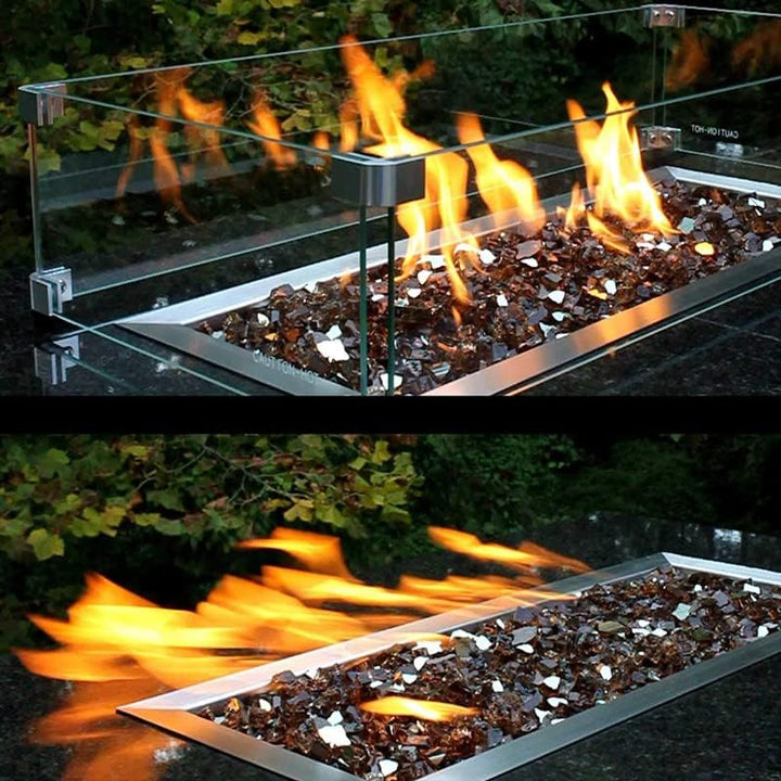 MESIDA 36 x 36 x 15 cm Feuerstelle, Glas-Windschutz, gehärtetes Glas, Feuerstelle, Tischschild, dick