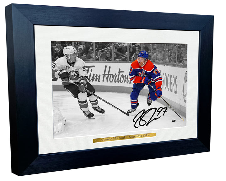 Kitbags & Lockers Bilderrahmen, 30,5 x 20,3 cm, A4, Connor McDavid Edmonton Oilers NHL Autogramm, Sc