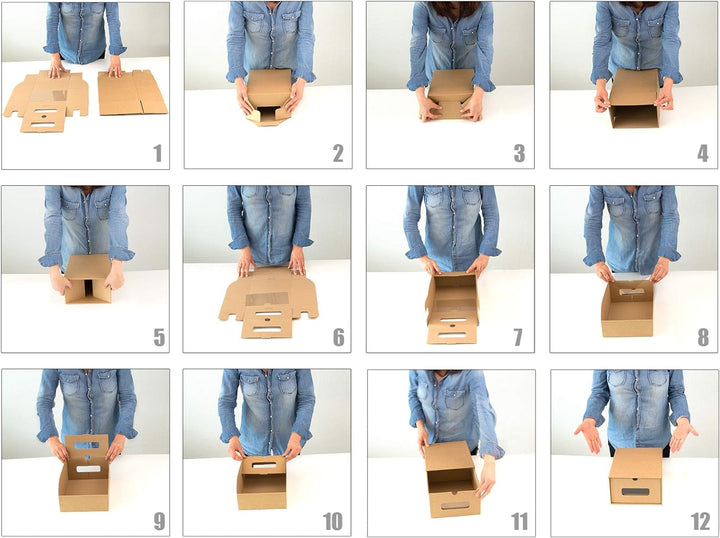 BigDean 30er Boxen-Set mit Sichtfenster + Schublade - Pappkarton aus Kraftpapier - Schuhbox Spielzeu