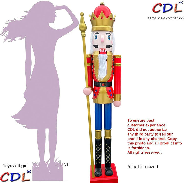 CDL 1,5 m hoch, lebensgross, gross, riesiger roter Weihnachts-Nussknacker, König, Ornament auf Ständ