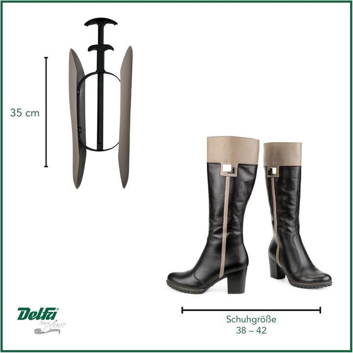 DELFA Stiefelformer 3 Paar im Set mit innovativem Sensomatic Federelement, Stiefelschaftformer, warm