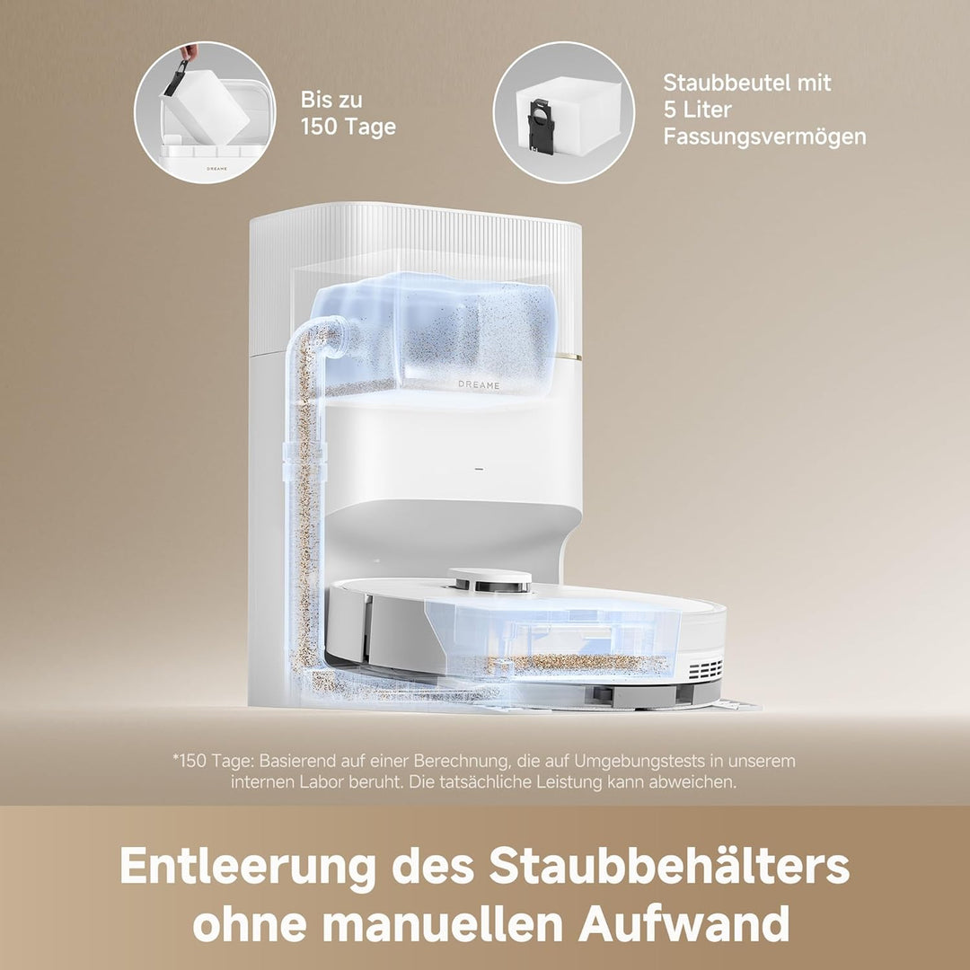 dreame D20 Pro Plus Saugroboter, 13.000 Pa Saugkraft, DuoBrush für Tierhaare, Eckenrein, Selbstentl,