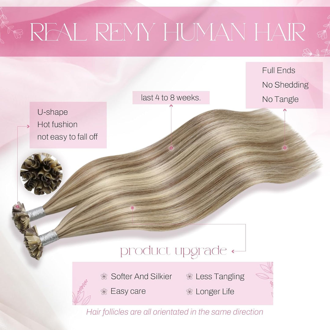 Moresoo Bonding Extensions Echthaar 1g Pre Bonded Keratin Bondings Echthaar Extensions Blond Strähne