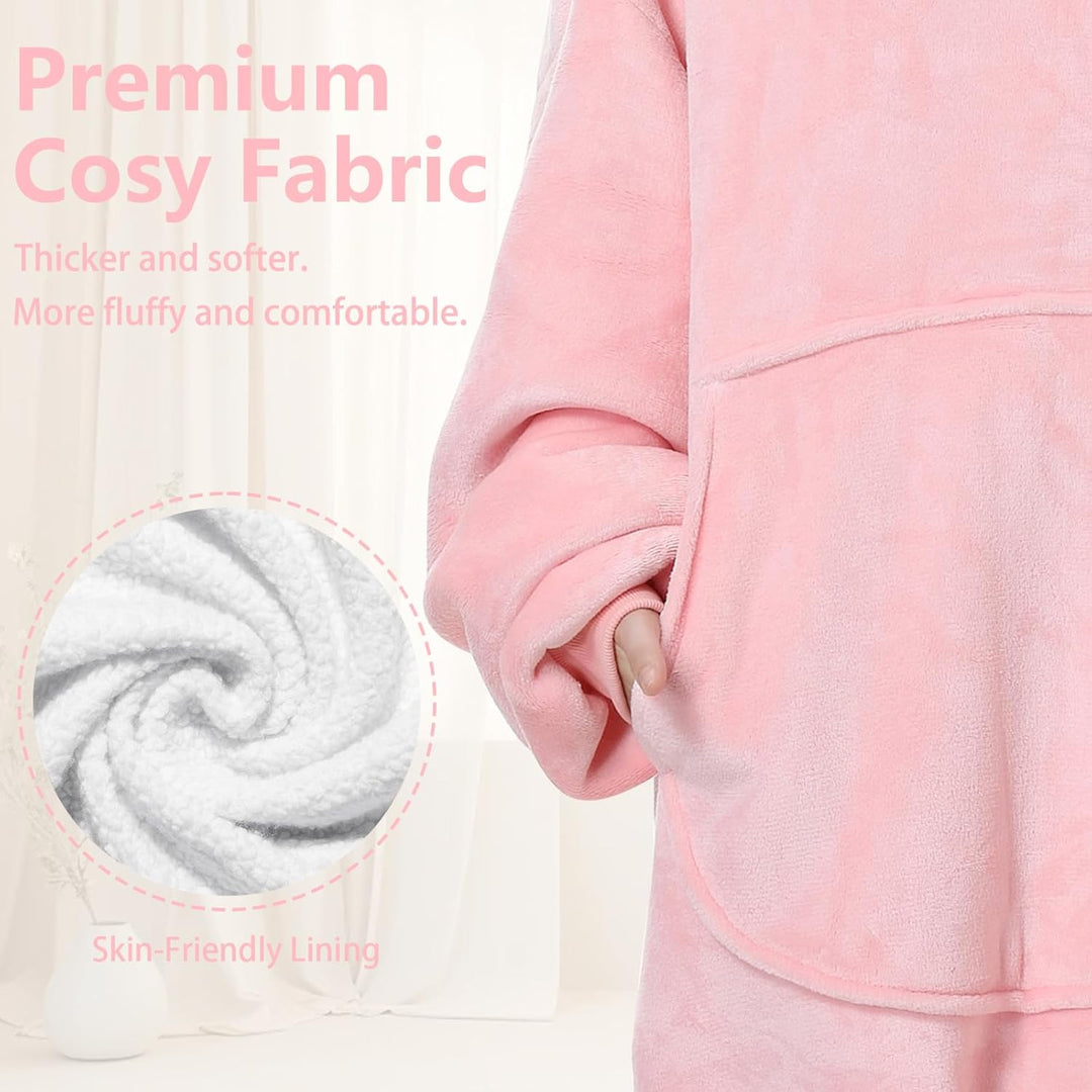 Mokani Kuscheldecke mit Ärmeln und Kapuze Hoodie Decke, Decke mit Ärmeln, Übergrösse Flauschige Flan
