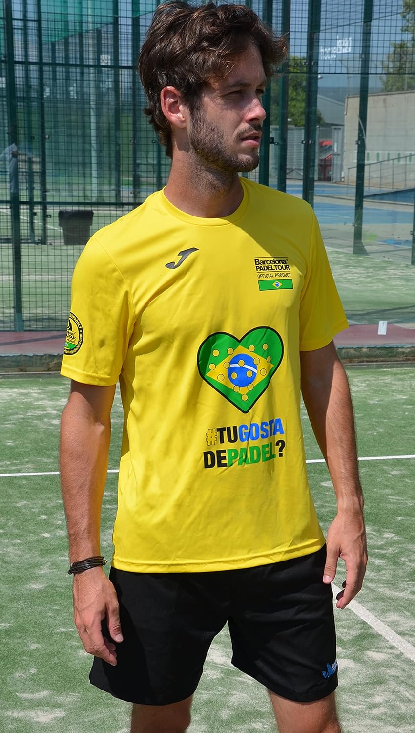 Barcelona Padel Tour - Joma Men's Short Sleeve Crew - Atmungsaktives Micro Mesh Gewebe mit Love Pade