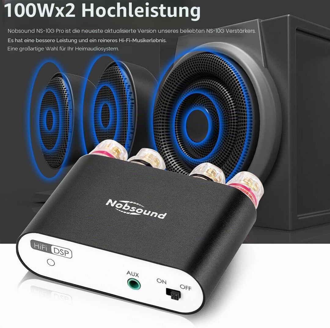 Nobsound NS-10G PRO Mini Verstärker, Hifi DSP 100W x 2 Digital Bluetooth 5.0, 2.0 Kanal Stereo Audio