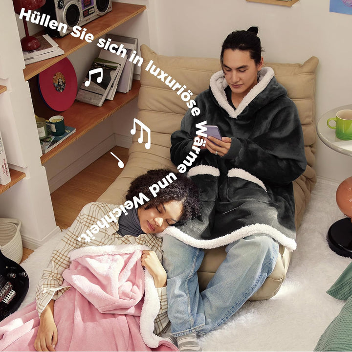 BEDSURE Hoodie Decke mit Ärmeln und Kapuze - Oversize Sherpa Deckenpullover als Geschenke für Herren