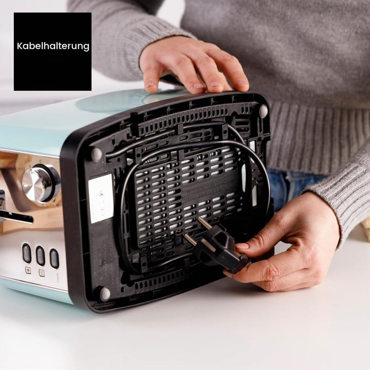 Taurus – Toaster Vintage II Mint 950W | 2 Schlitze 135x35mm | 7 Bräunungsstufen | 3 Funktionen | Ede