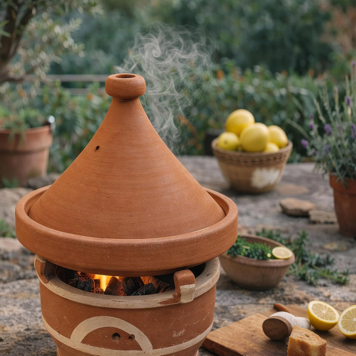 Casa Moro Marokkanische Holzkohle Stövchen Majmar Ø 30 x Höhe 25cm für Tajines Böden Ø 24-27cm | Kun