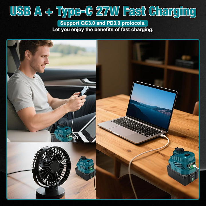Step Down Konverter für Makita 18V auf12V Abwärtswandler Power Wheel Batterie Adapter,USB Type-C Lad