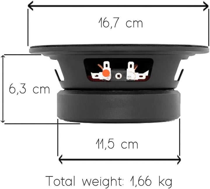 1 MIDRANGE kompatibel mit DS18 PRO-GM6.4B 16,5 cm 165 mm 6,5" Durchmesser 140 watt rms und 480 watt