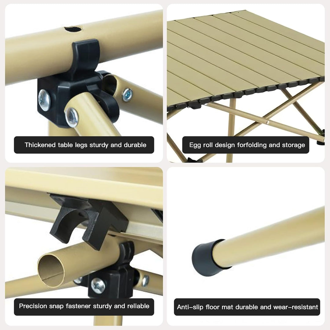Campingtisch Klappbar 95 x 56 x 50 cm Klapptisch Camping Tragbar mit Rollbarer Tischplatte und Trage