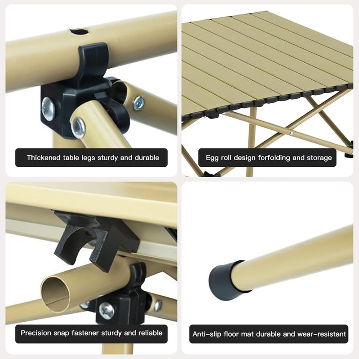 Campingtisch Klappbar 95 x 56 x 50 cm Klapptisch Camping Tragbar mit Rollbarer Tischplatte und Trage