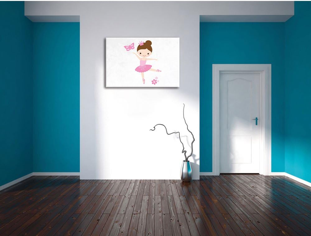 Pixxprint Ballerina Schmetterling Blumen als Leinwandbild/Grösse: 100x70 / Wandbild/Kunstdruck/ferti