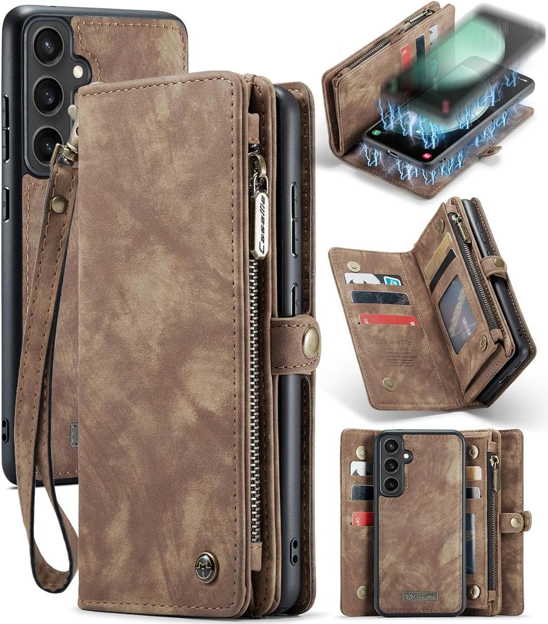 UFinetech für Samsung S23 FE Hülle, Stossfest Kartenfach Magnetisch Abnehmbare Tasche Samsung Galaxy