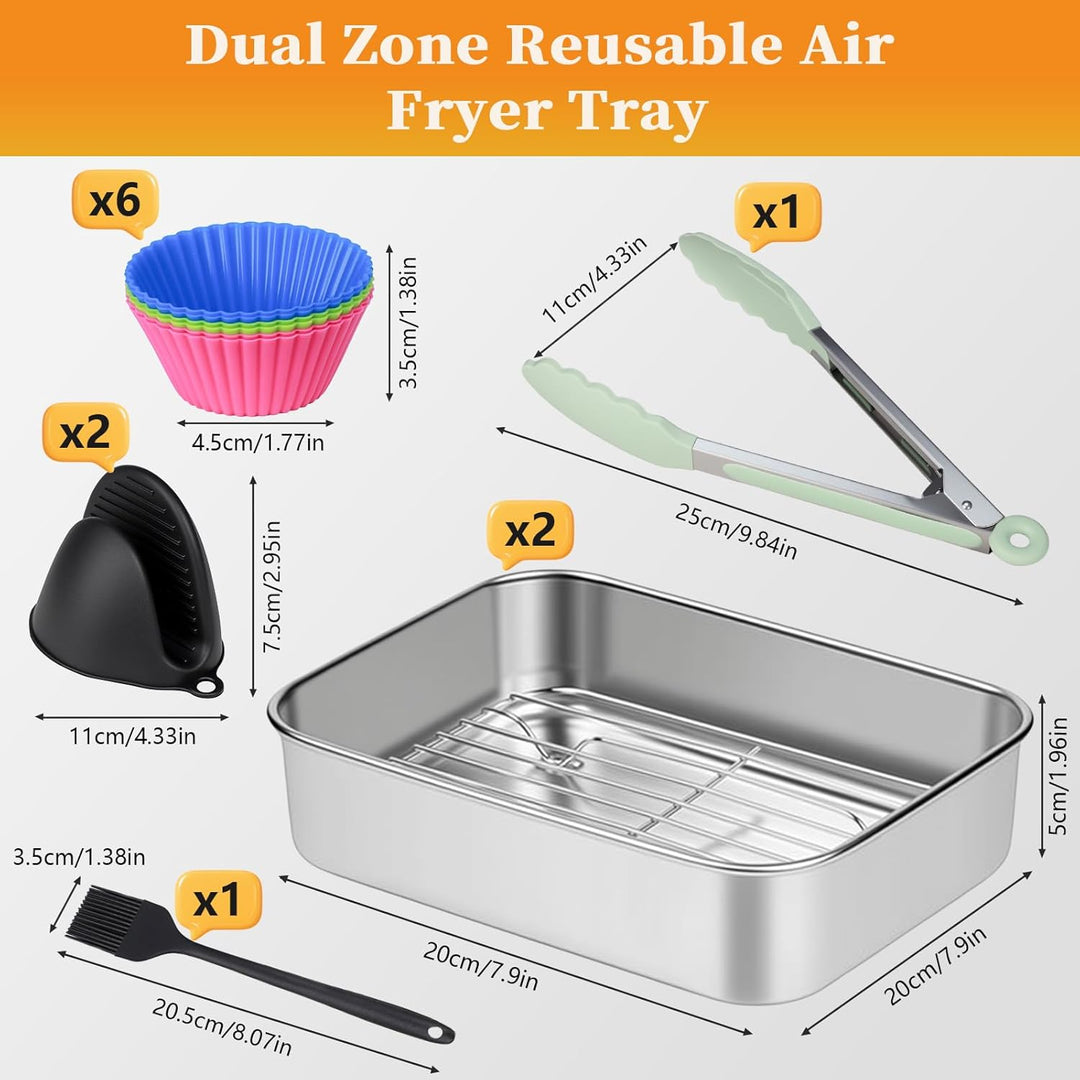Airfryer Zubehör Set, Edelstahl 304 Auflaufform & Grillroste für Ninja AF400EU, AF451EU, AF500EU, DZ