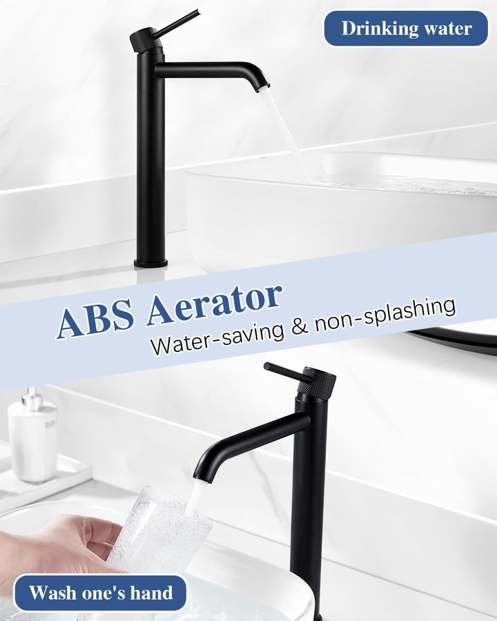 Wasserhahn Bad Schwarz Waschtischarmatur Hoch, Waschbecken Armatur Badezimmer, Einhebelmischer Misch