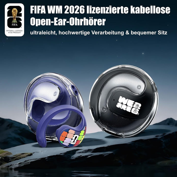 FIFA WM 2026 lizenzierte Open-Ear Bluetooth-Ohrhörer mit Ohrhaken, 165 Sprachen KI-Übersetzung per A