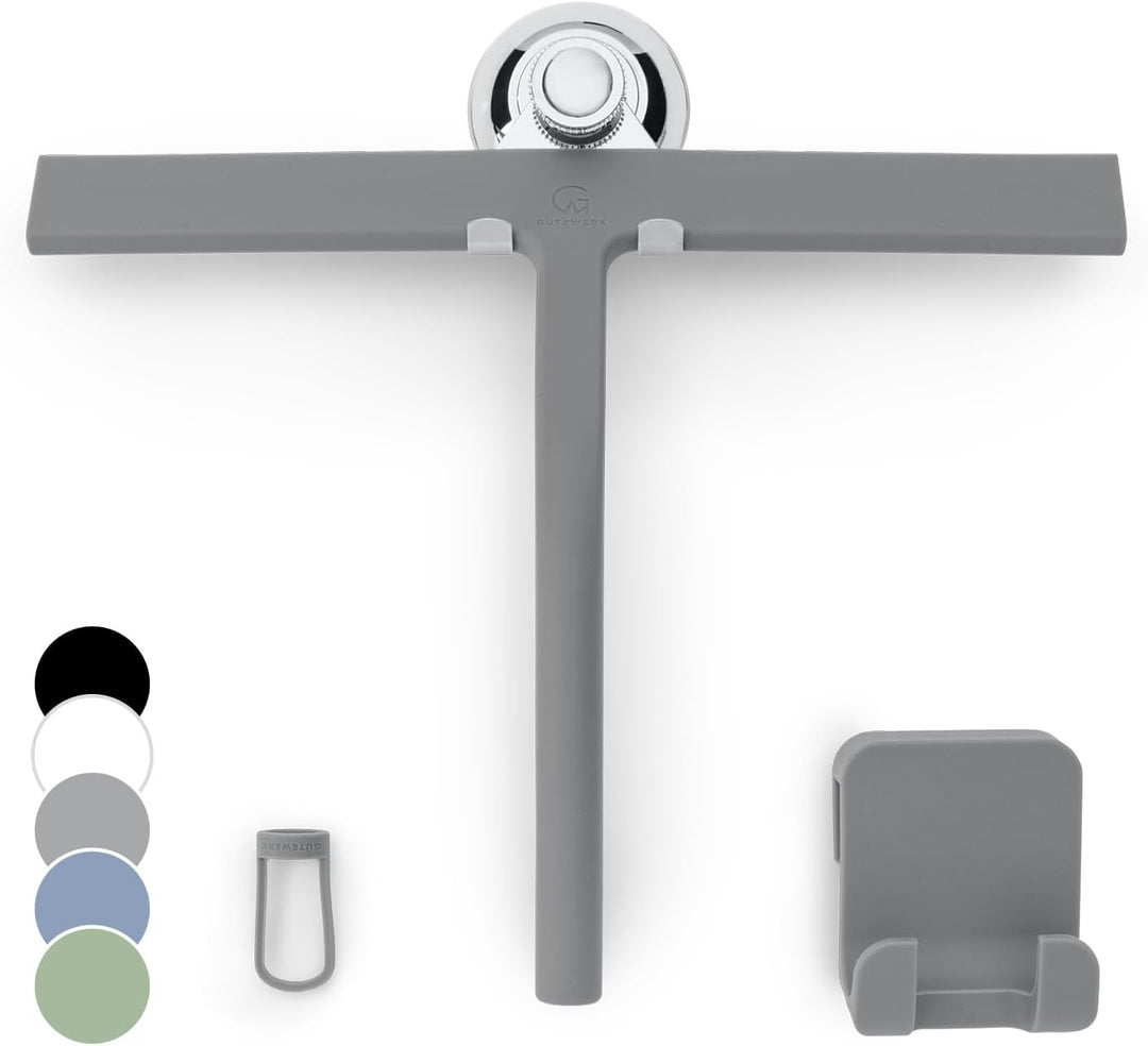 Gütewerk Duschabzieher, Silikon-Abzieher Dusche, Hygienischer Abzieher für Badezimmer, Duschwand & F