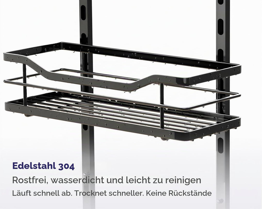 SWTYMIKI Duschablage Zum Hängen Verstellbar - Duschregal ohne Bohren für Glastür, Duschregal Aus Ede