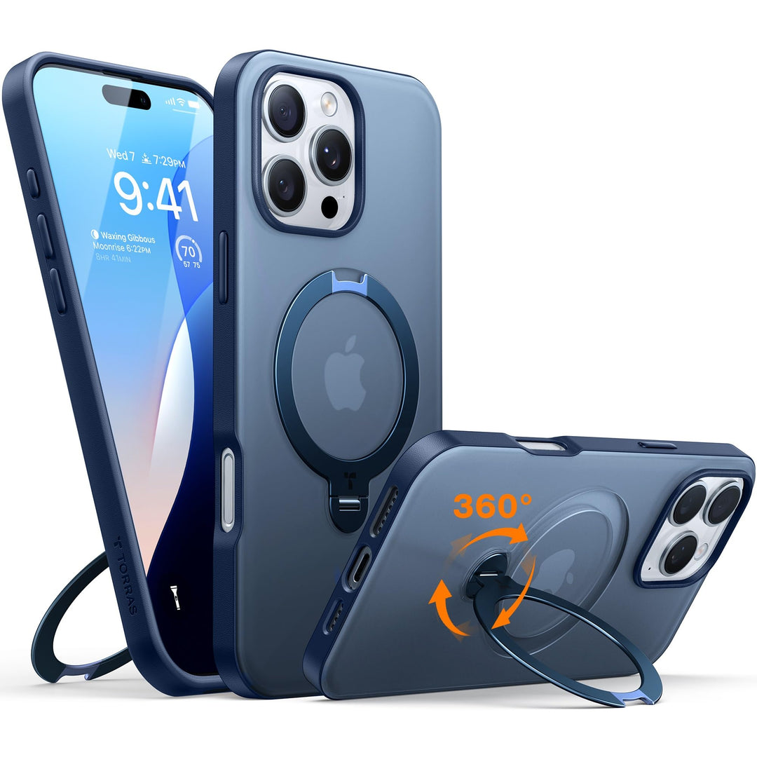 TORRAS Ostand Q3 Spin für iPhone 16 Pro Max Hülle (360° Magnetischer Unsichtbarer Ständer) Zertifizi