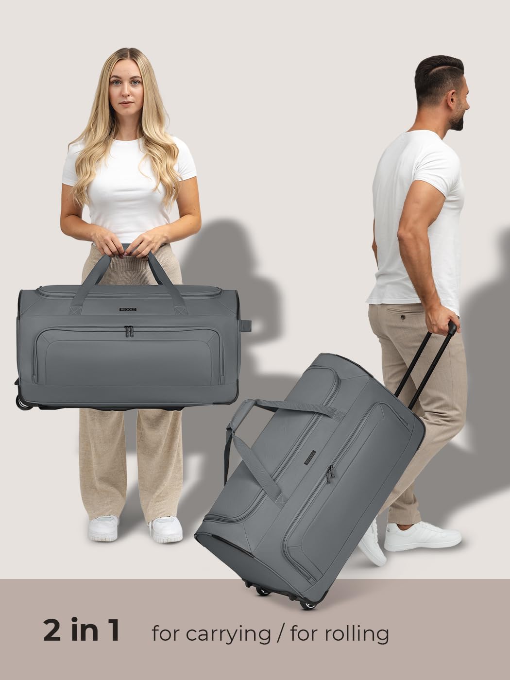 REDOLZ grosse L Trolley-Reisetasche mit Rollen 71 cm | 81 Liter | für Männer & Frauen (Duffle Essent