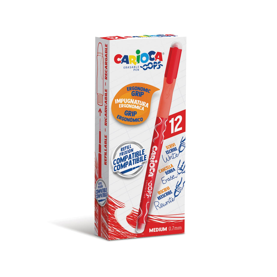 CARIOCA Oops | Radierbarer Kugelschreiber, Wiederauffüllbares Stifte-Set für Schule und Büro mit Rad