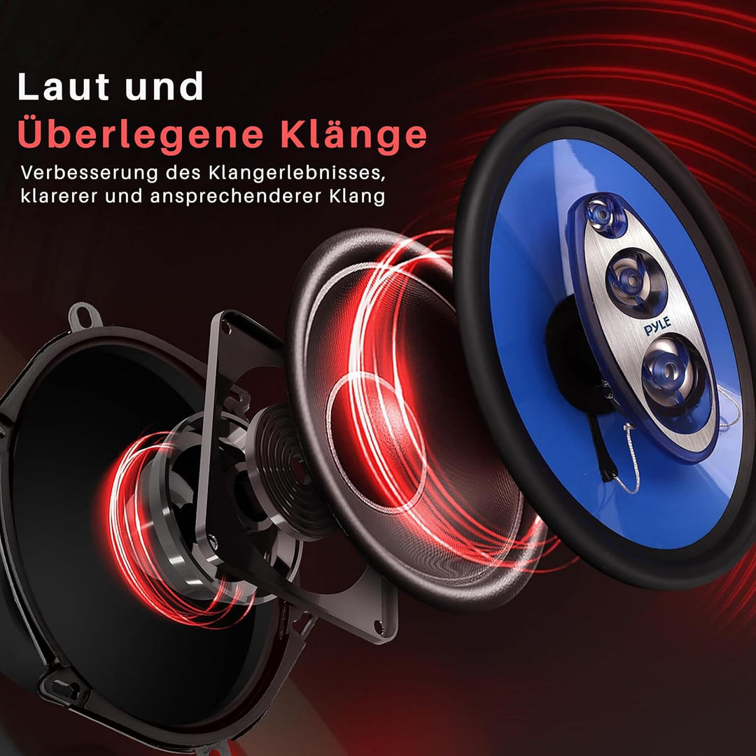 Pyle Auto Lautsprecher 6x9 Zoll 4 Wege Set 400W - Einbaulautsprecher Auto Kfz Lautsprecher mit Hocht