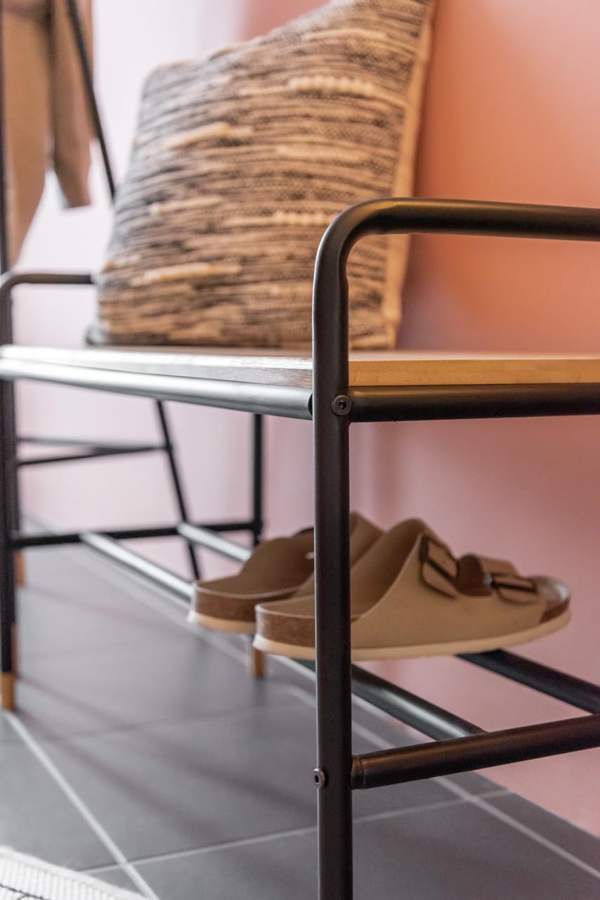 WENKO Schuhbank Loft, Schuhregal im Fabrikflair mit Ablage für bis zu 4 Paar Schuhe, aus Stahlrohr m