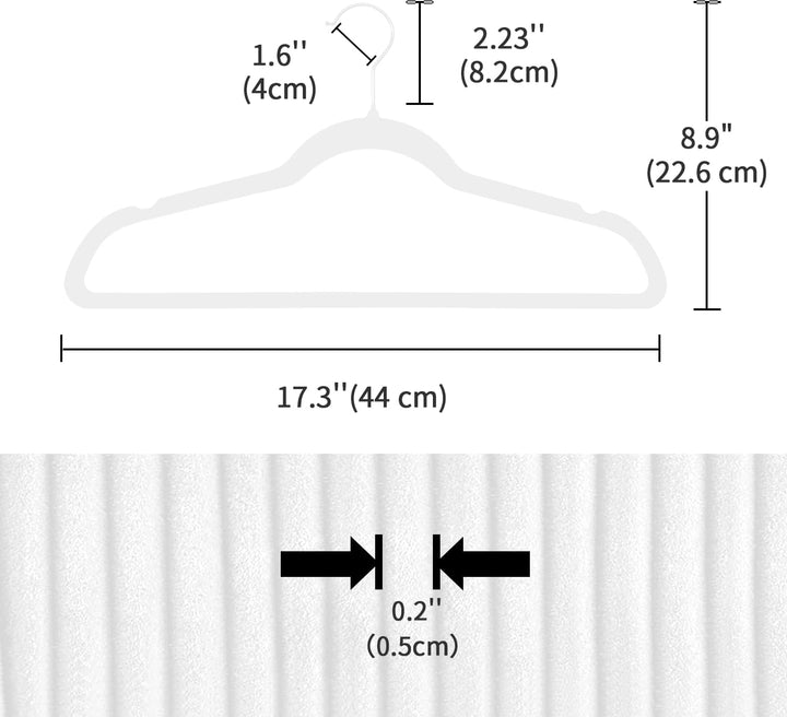 ManGotree Weisse Samt-Kleiderbügel mit 360° Drehbarem Weissem Haken, rutschfeste Filz-Anzugbügel, Pl