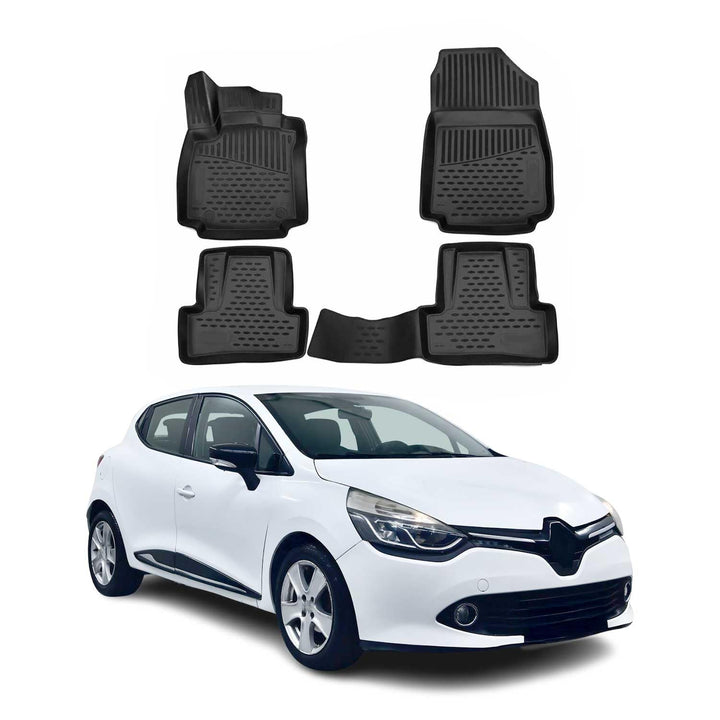 Fussmatten Gummimatten kompatibel mit Renault Clio IV 2012-2019 OMAC Gummi Schwarz Fussmatten / Schw