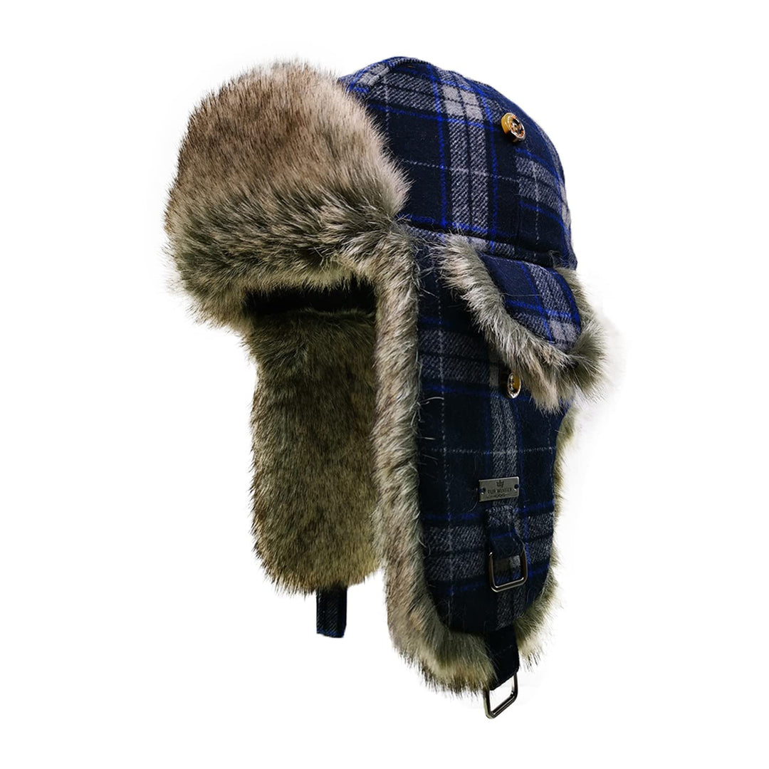 Alkaidstar Unisex Fliegermütze Rib Wolle Bomber Aviator Pilot Hat Faux Fellmütze Winter Russische Mü