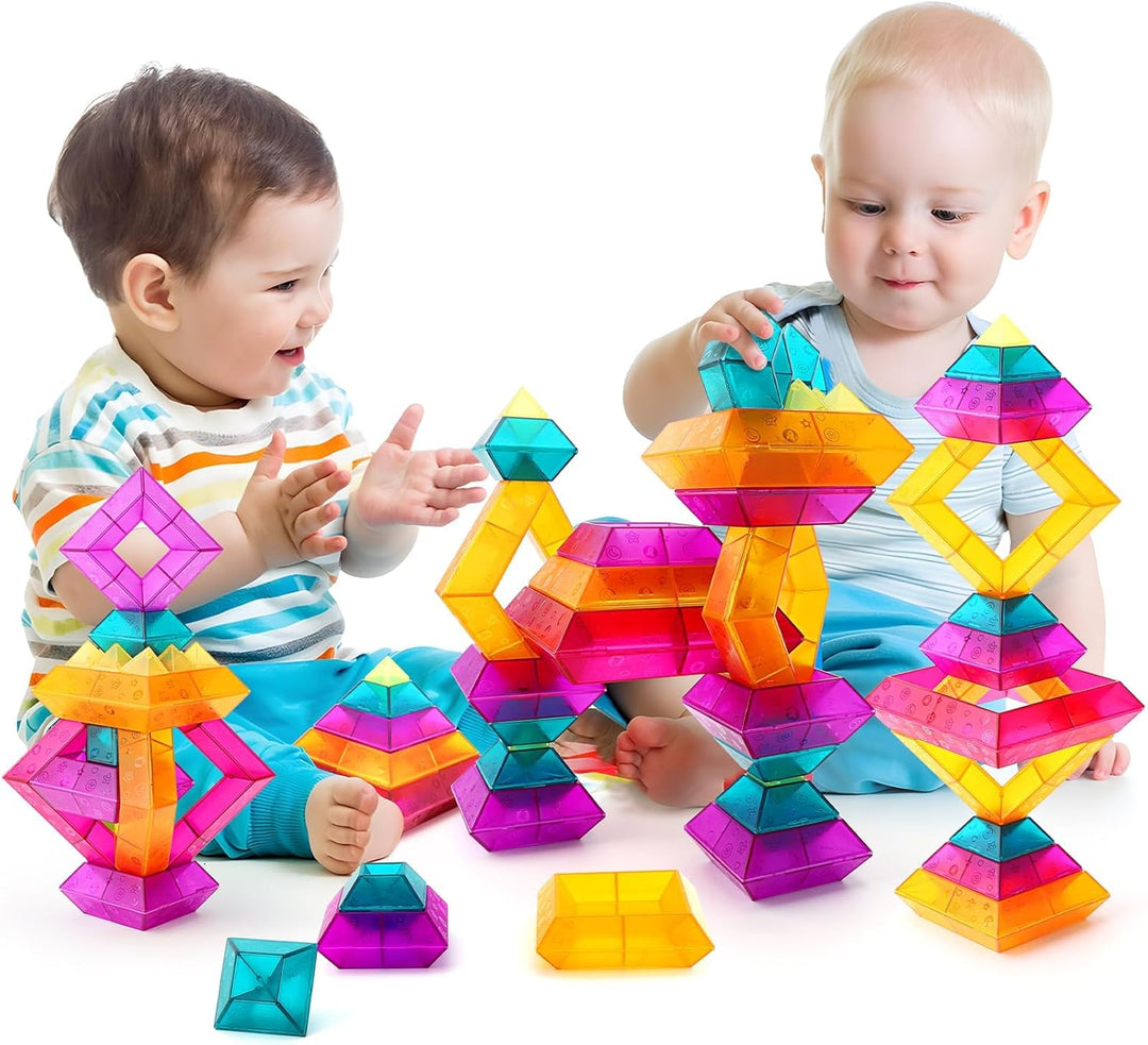MAKE KIDS SMILE BUBBLE FUN Bausteine für Kleinkinder ab 3 4 5 6 Jahre,30 Stück Pyramide Stapelspielz