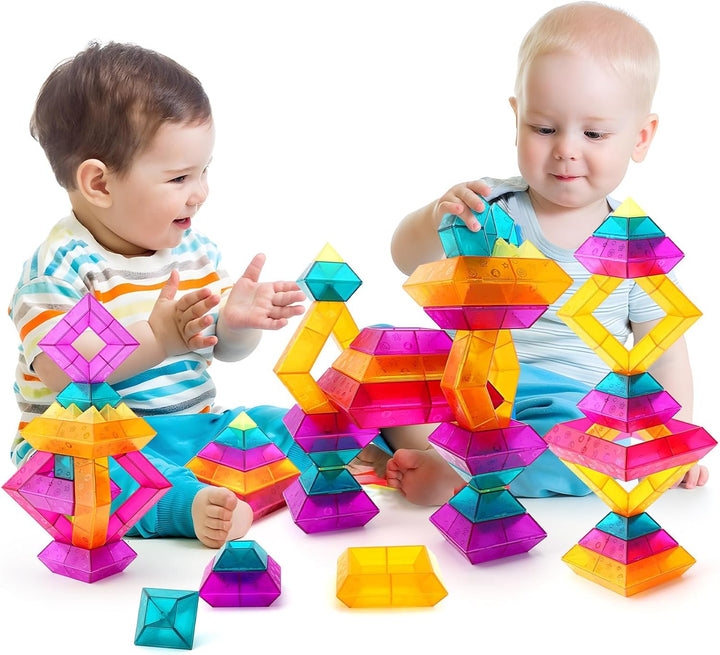 MAKE KIDS SMILE BUBBLE FUN Bausteine für Kleinkinder ab 3 4 5 6 Jahre,30 Stück Pyramide Stapelspielz