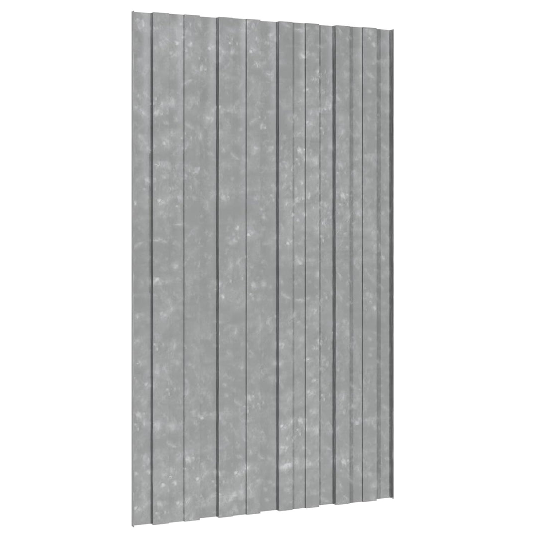 Dachpaneel 12er Set Silber 80 x 45 cm - Verzinkter Stahl Dachelemente für Gartenhaus Schuppen und Un