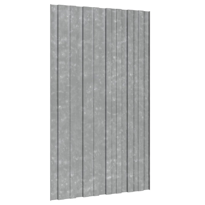 Dachpaneel 12er Set Silber 80 x 45 cm - Verzinkter Stahl Dachelemente für Gartenhaus Schuppen und Un
