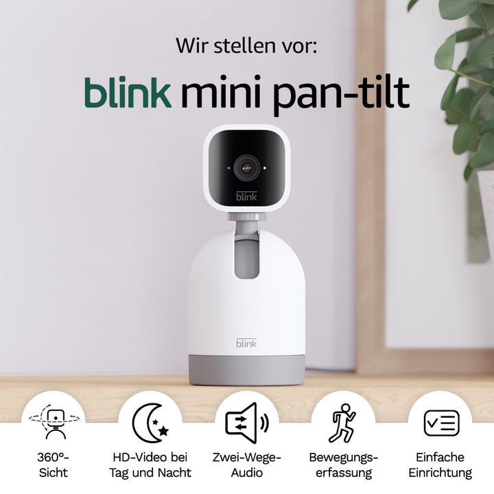 Blink Mini Pan-Tilt Camera | Bewegliche Plug-in-Überwachungskamera für den Innenbereich, Zwei-Wege-A