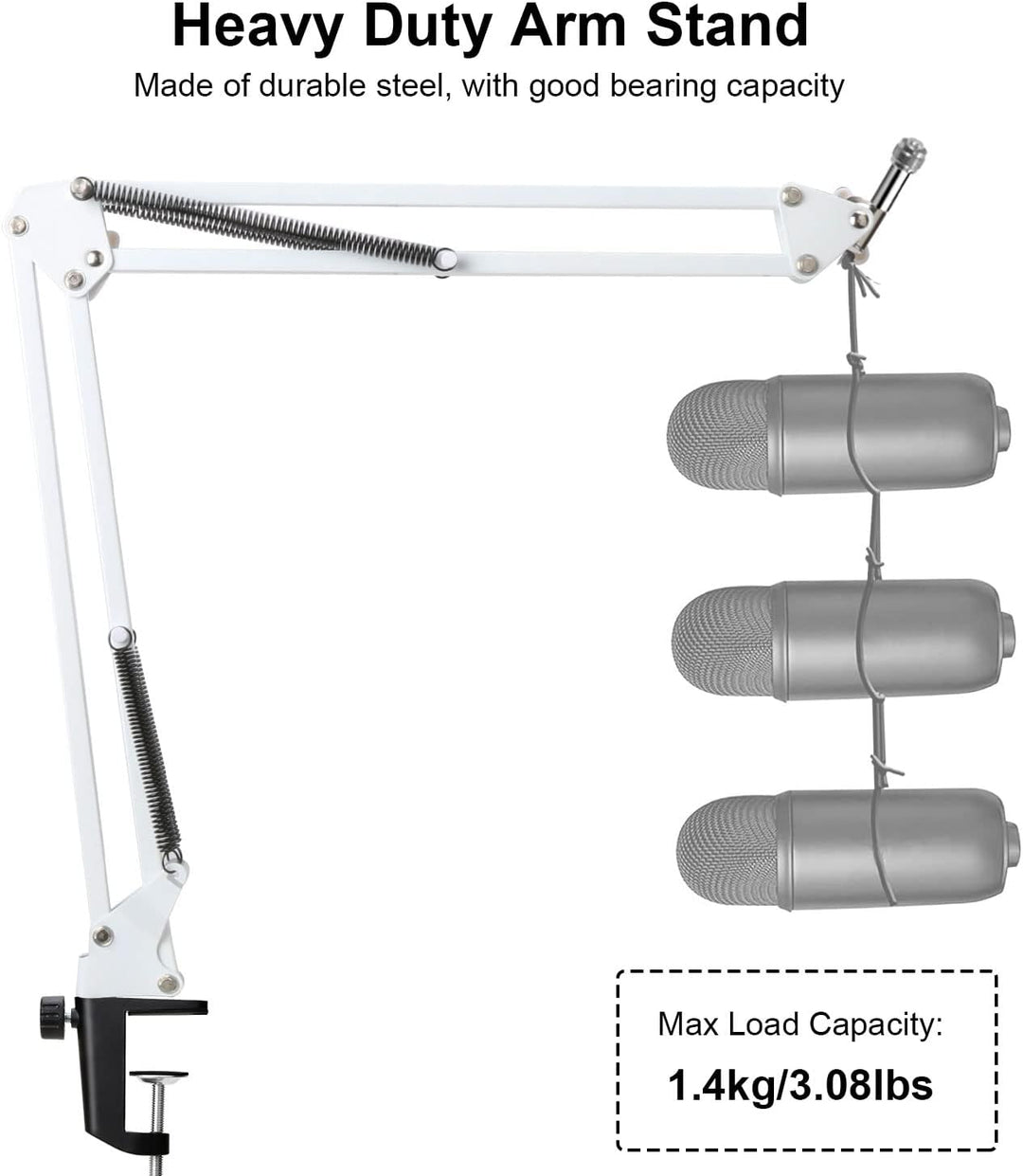 YOUSHARES Weiss Mikrofonarm fur Razer Seiren Mini & V3 Mini - Professionelle Boom Arm mit Schaumstof