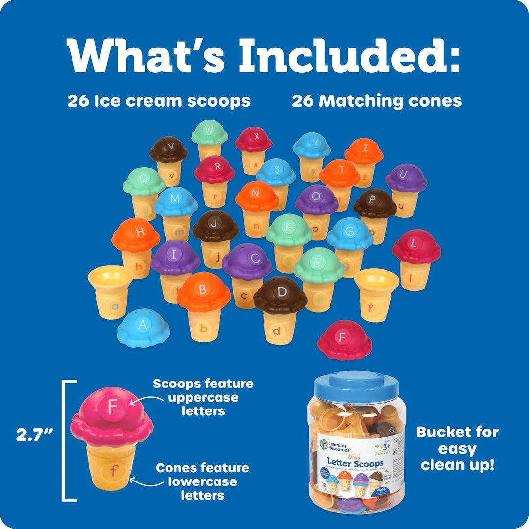 Learning Resources Mini-Eiskugeln mit Buchstaben, Alphabet-Spielzeug für 3-Jährige, Buchstaben Lerne