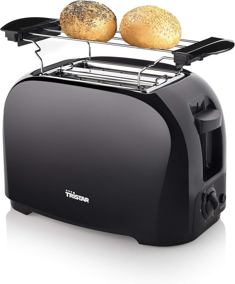 Tristar BR-1025 Toaster - 6 einstellbare Bräunungsstufen mit Brötchenaufsatz - herausnehmbares Krümm