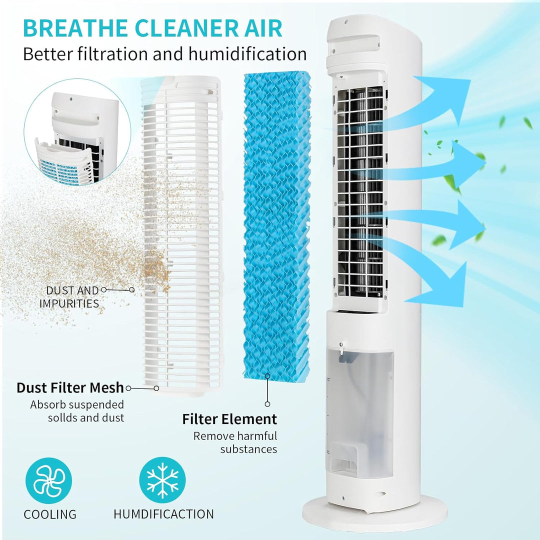 LIFERUN Turmventilator Ventilator Aroma-Funktion mit Kühlung Wasserkühlung mit Fernbedienung Standve