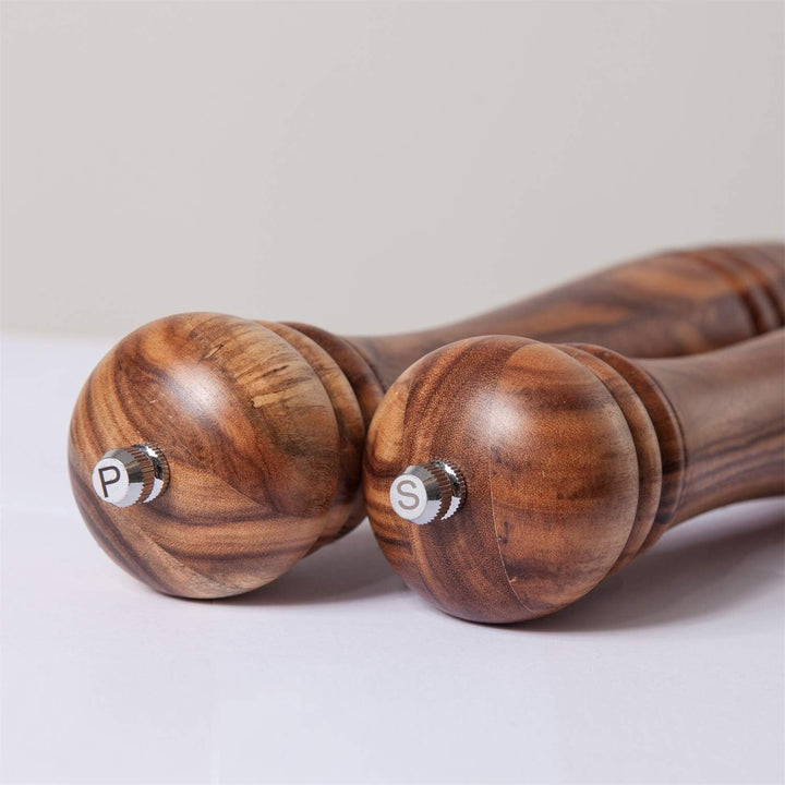 DeroTeno Salz- und Pfeffermühle Set, Gewürzmühlen 2er-Set, Salz und Pfeffer Mühle aus Akazienholz mi