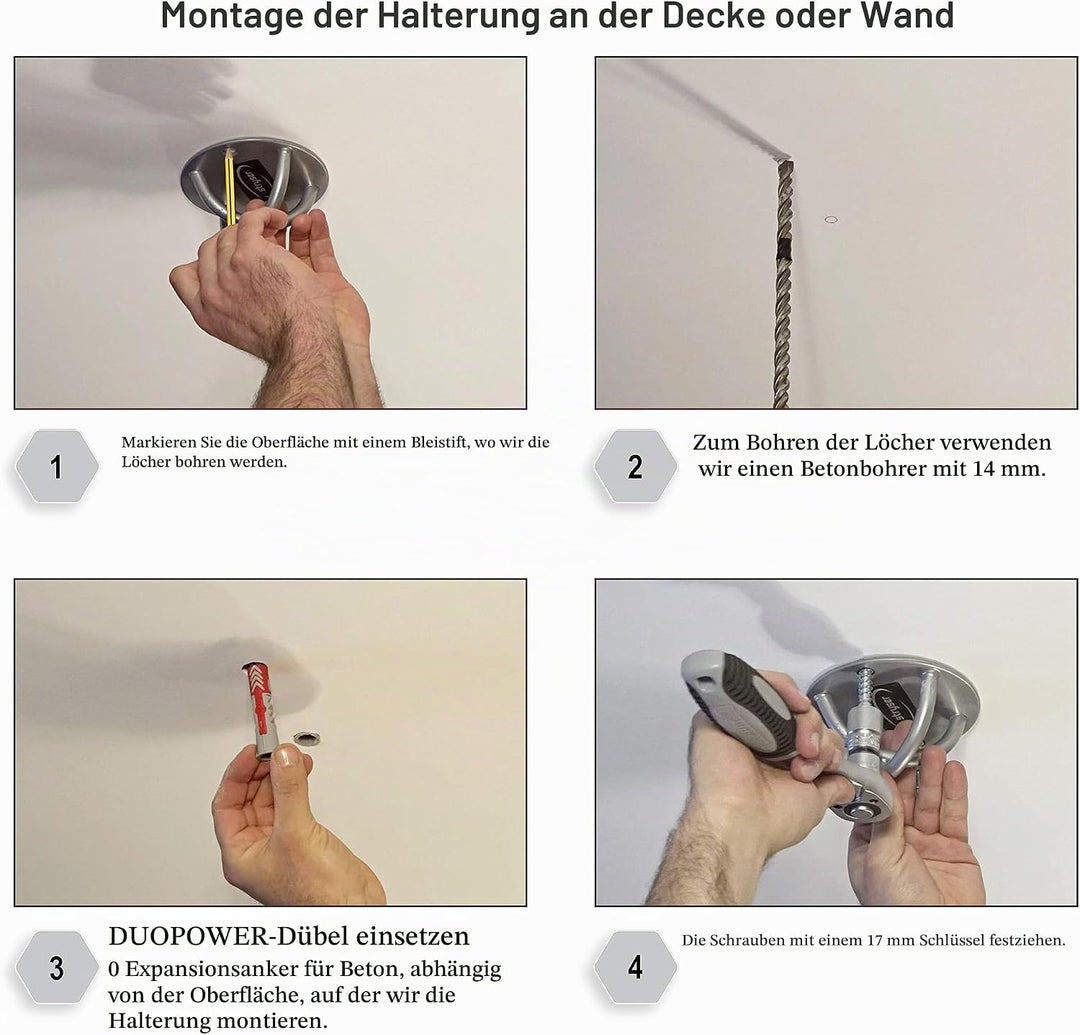 STRYSER Maxbolt Wand-Deckenhalterung Wandhalterung in X für Sling Trainer Schlingentrainer Turnringe