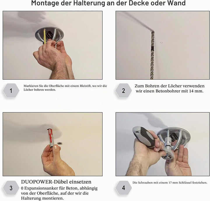 STRYSER Maxbolt Wand-Deckenhalterung Wandhalterung in X für Sling Trainer Schlingentrainer Turnringe
