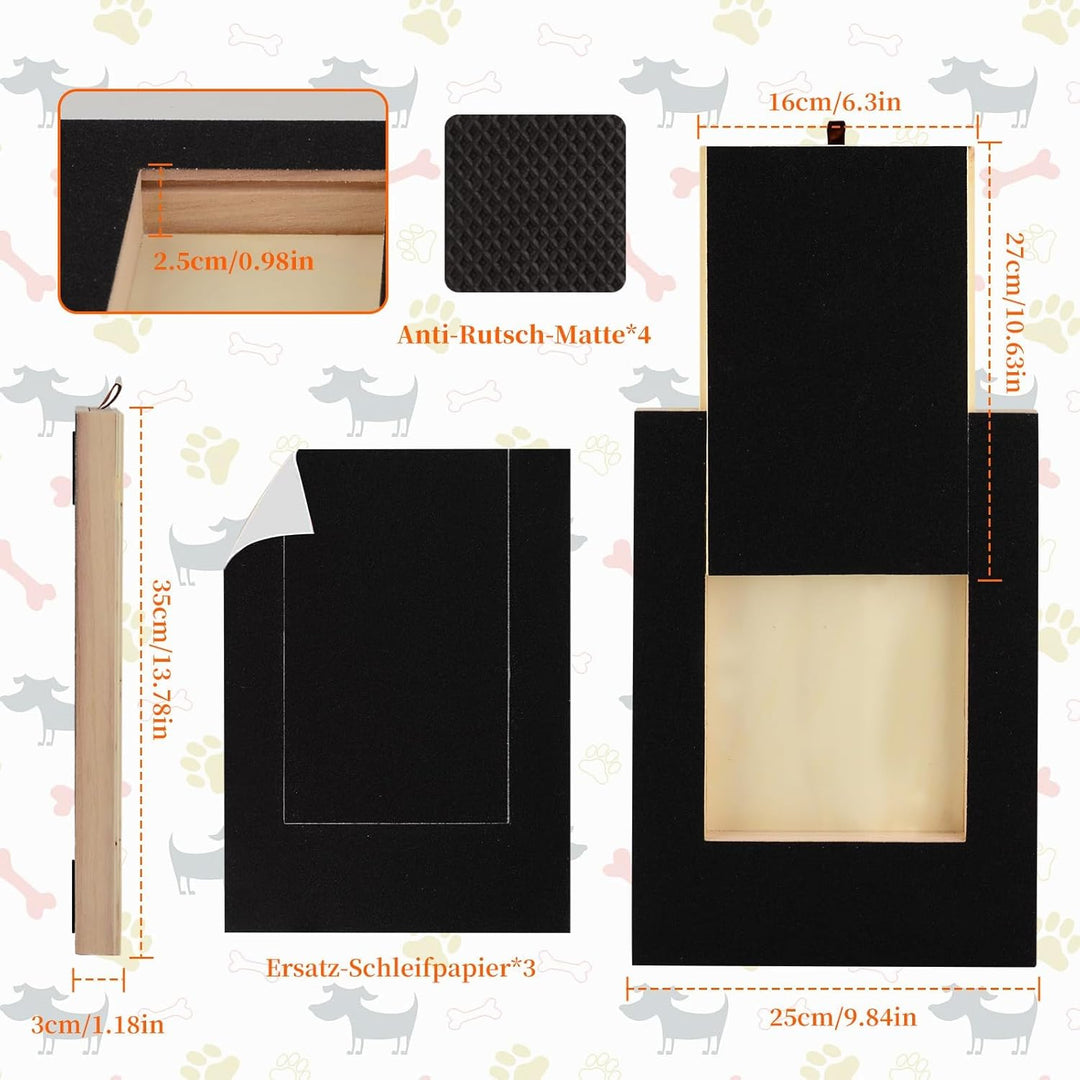 Kratzbrett für Hunde mit Leckerlibox 35x25x3cm, Scratch Pad für Nägel, Stressfreies Haustier Nagelfe