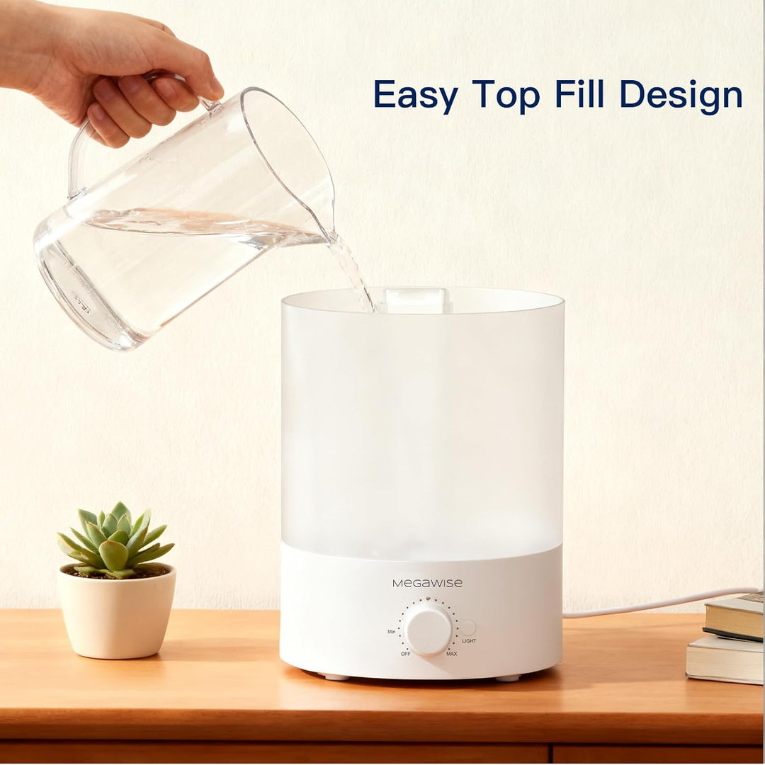 MegaWise Healthy Top-Refill Cool Mist Luftbefeuchter für Schlafzimmer, 3.8 l Diffusor für ätherische