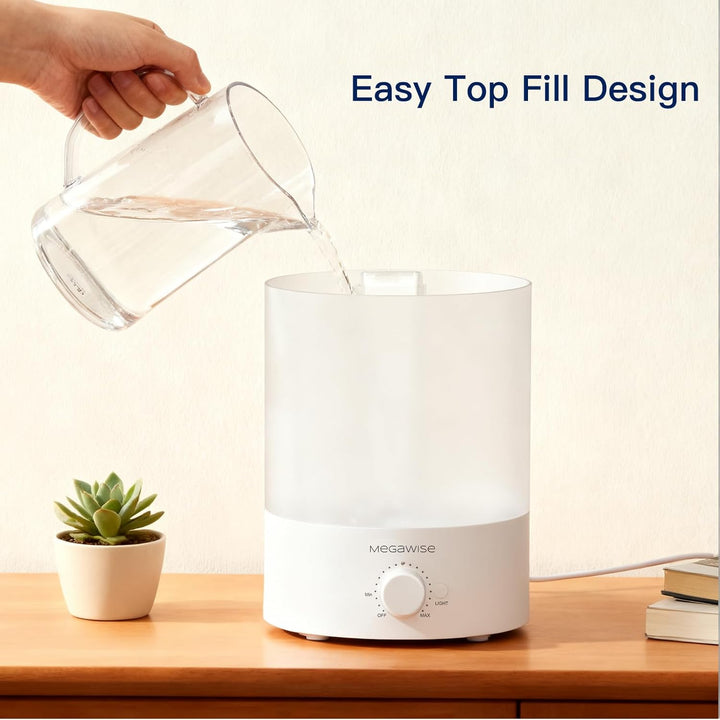 MegaWise Healthy Top-Refill Cool Mist Luftbefeuchter für Schlafzimmer, 3.8 l Diffusor für ätherische