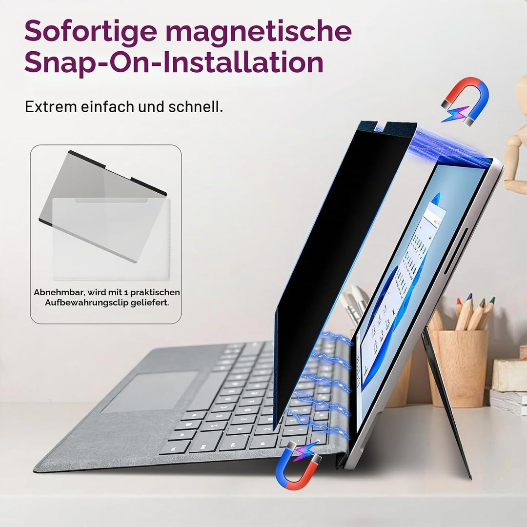 Magnetischer Blickschutzfilter für 13 Zoll Microsoft Surface Pro 11/10/9/8/X, Abnehmbar Anti Glare B