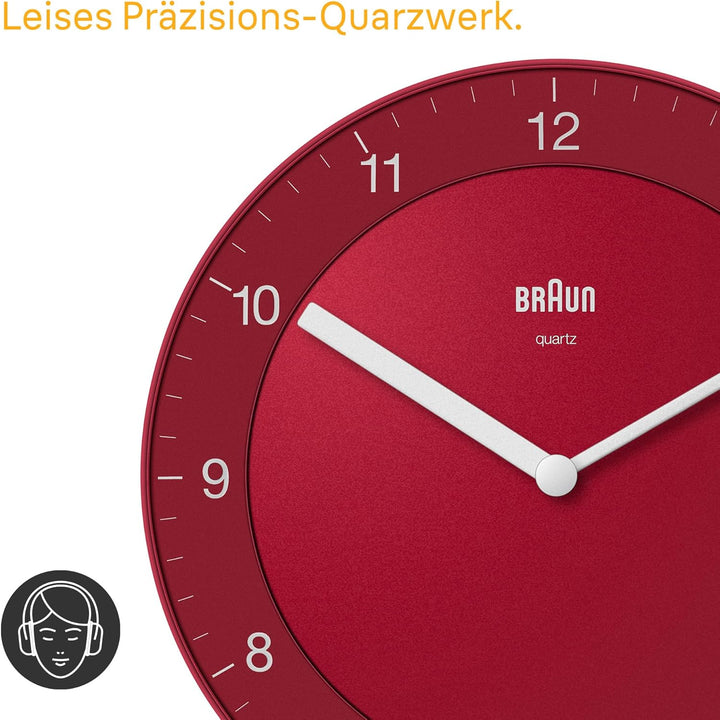 Braun Klassische analoge Wanduhr ruhigem Quarzuhrwerk, leicht lesbarem Zifferblatt mit 20 cm Durchme