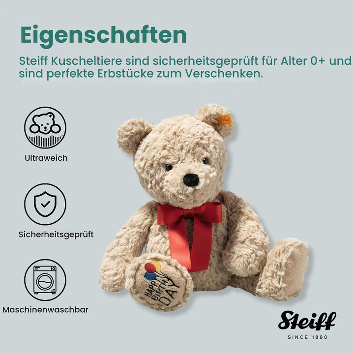 Steiff Kuscheltier Jimmy Teddybär – Happy Birthday, Süsses Stofftier, Jungen, Mädchen &amp; Babys ab 0 M